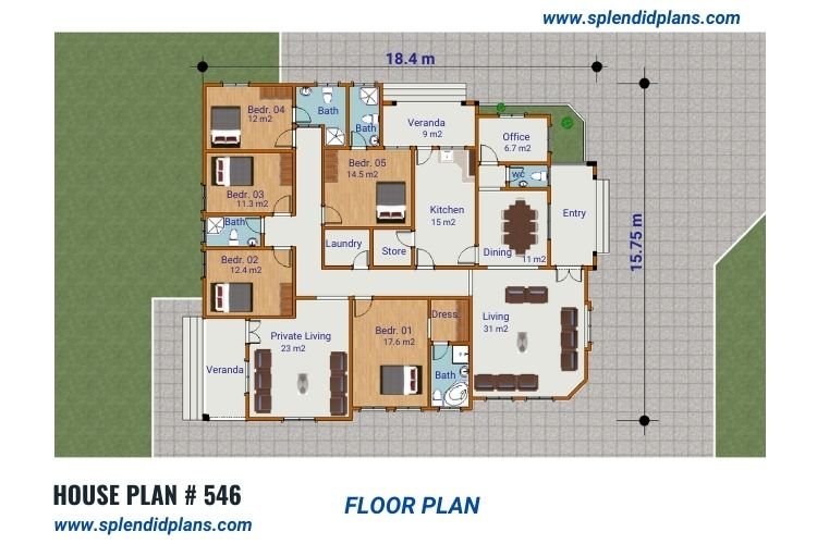 5 Bedrooms villa with 2 living rooms