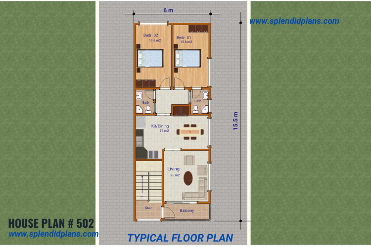 Narrow Lot 3-Apartment Block