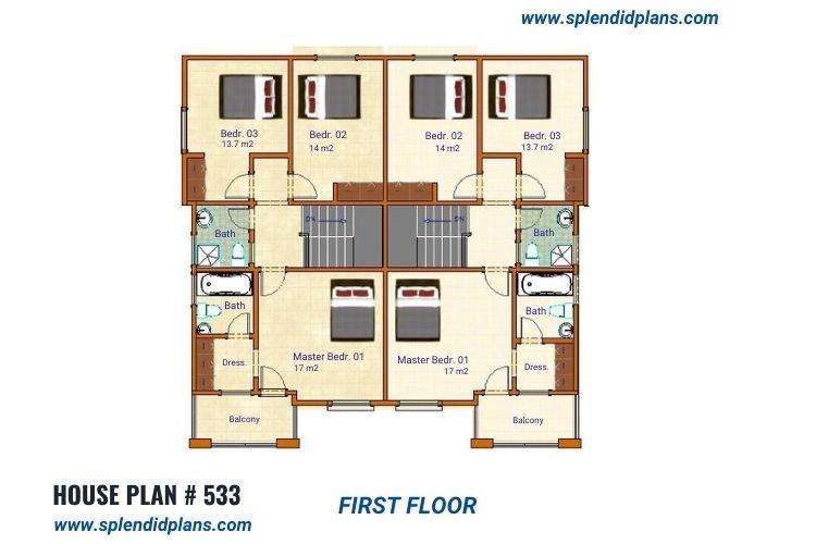 2 Town houses of 3 bedrooms each 3