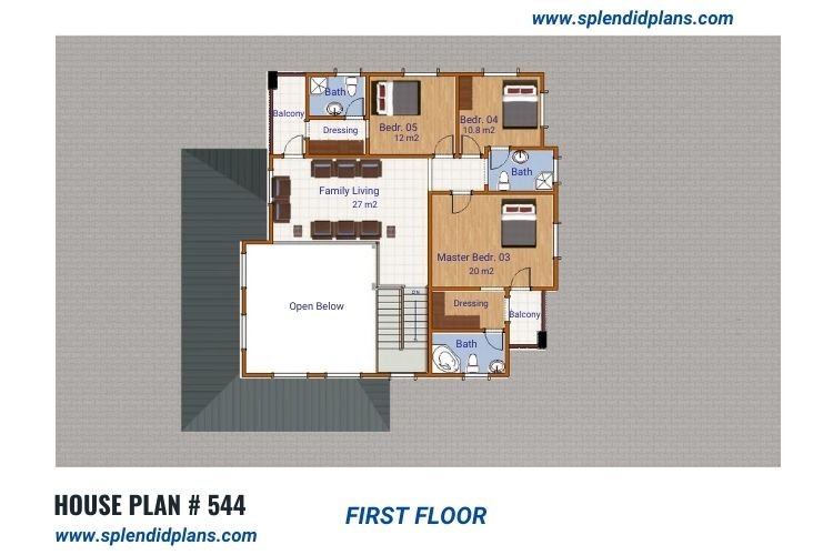Special 5-bedroom duplex with high ceiling.