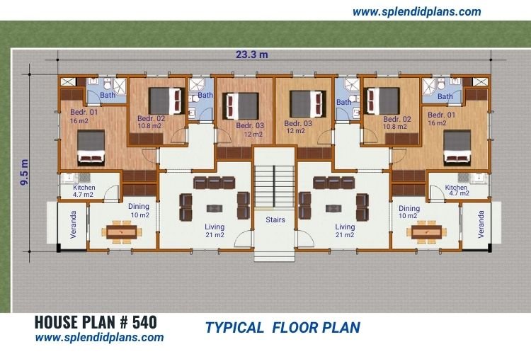 Four 3-bedroom apartments 2